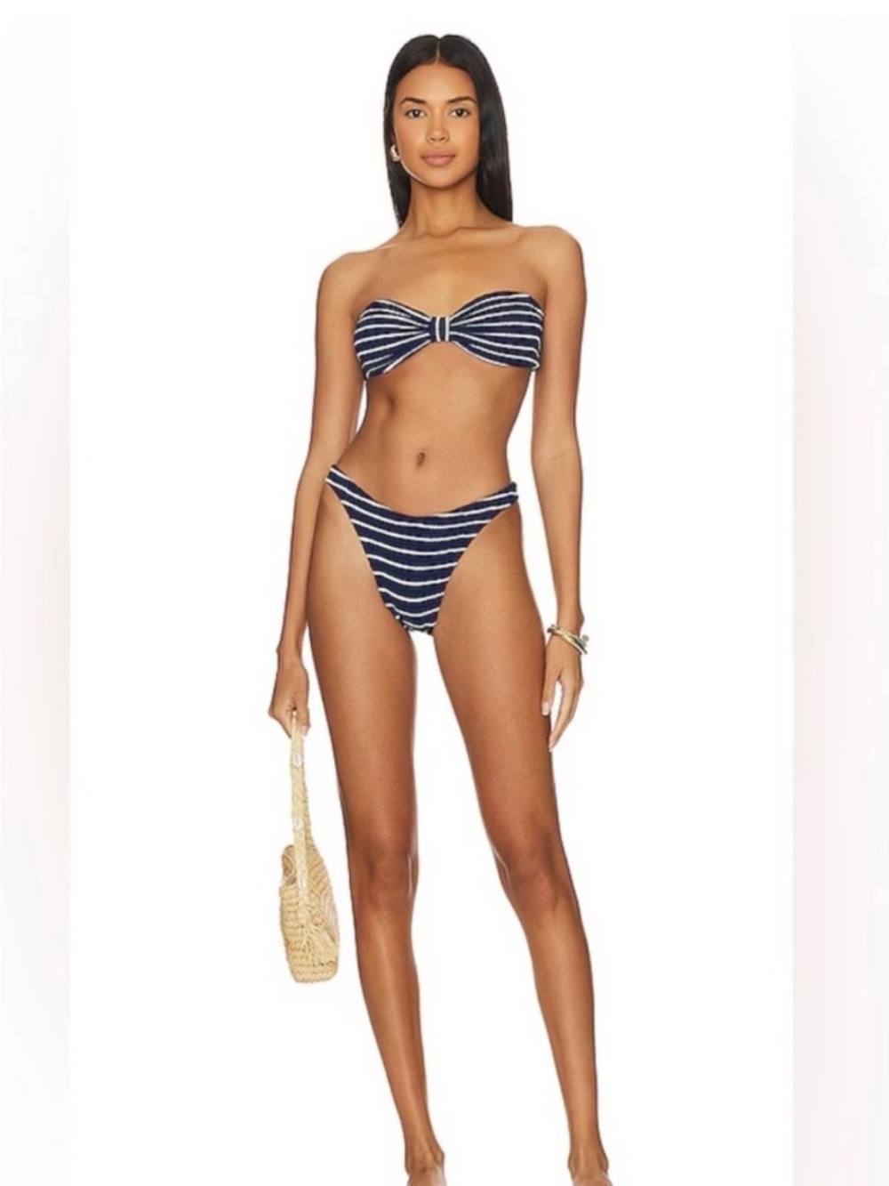 Hunza G Striped Navy and White Bandeau Bikini